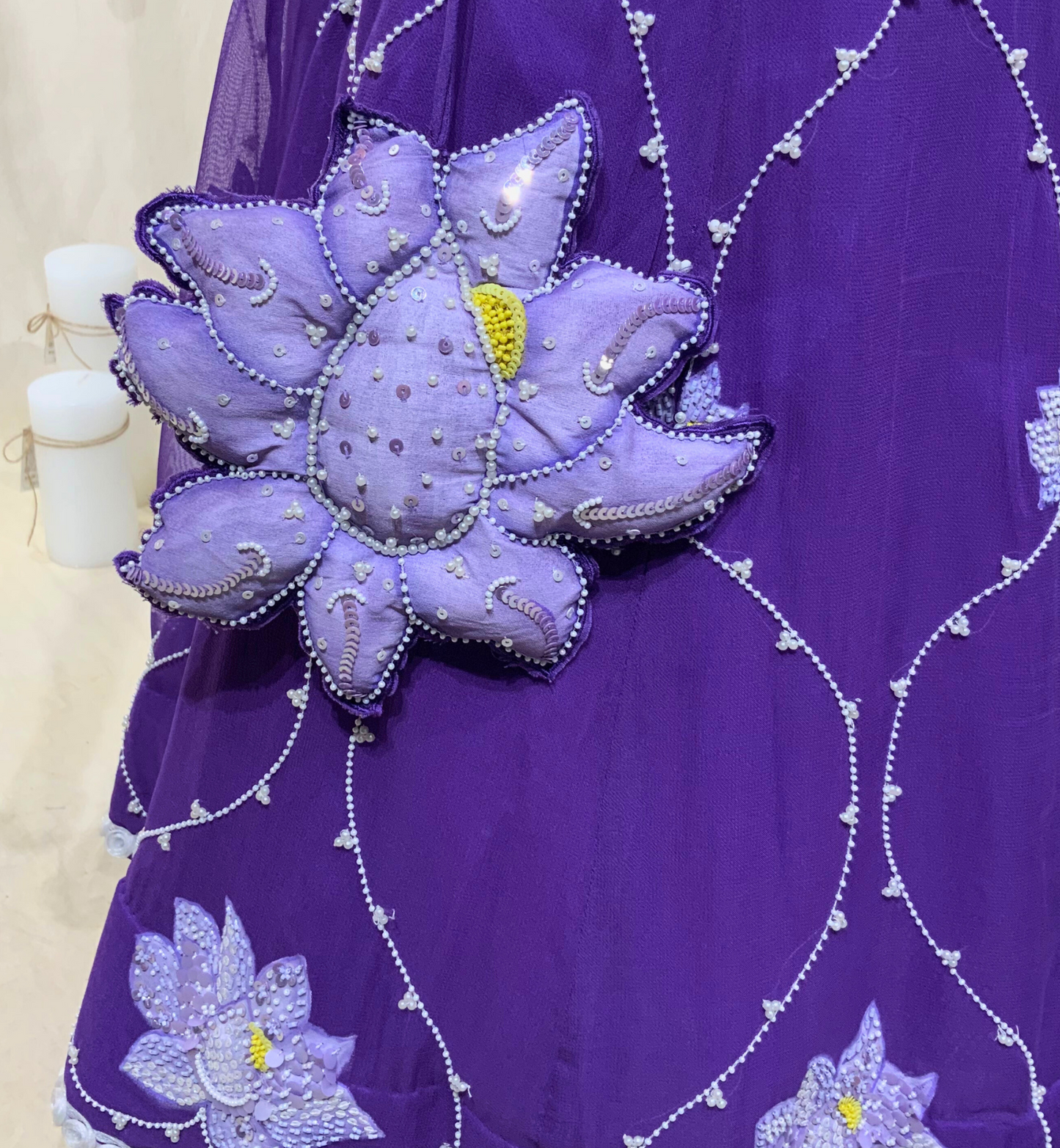 PURPLE LEHANGA SET WITH LAVENDER LOTUS