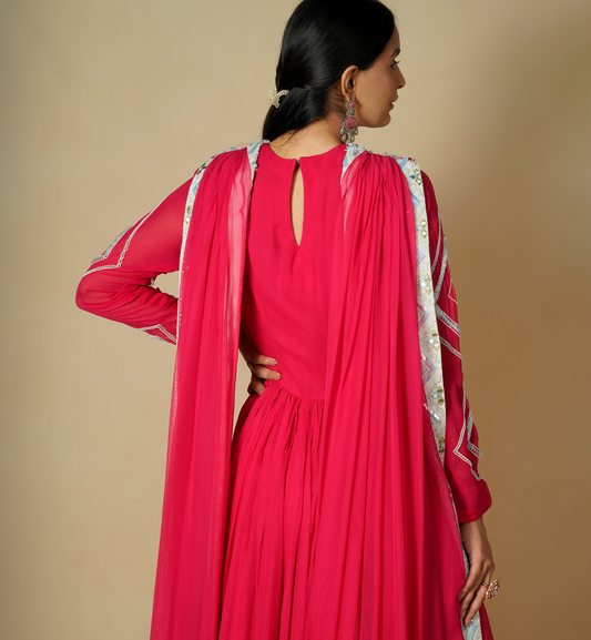 GARNET ANARKALI SET
