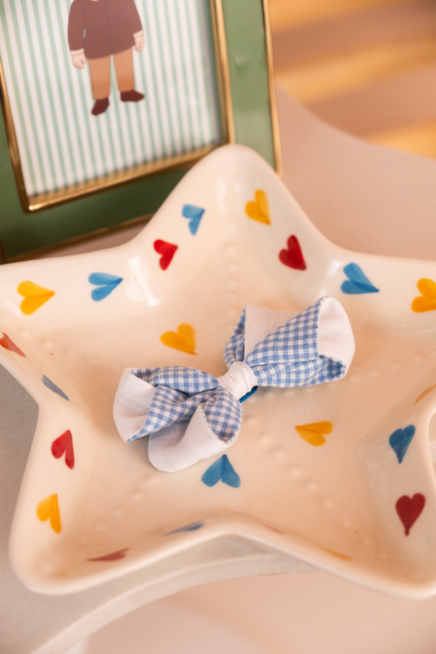 Blue Checks Bow Hairclip