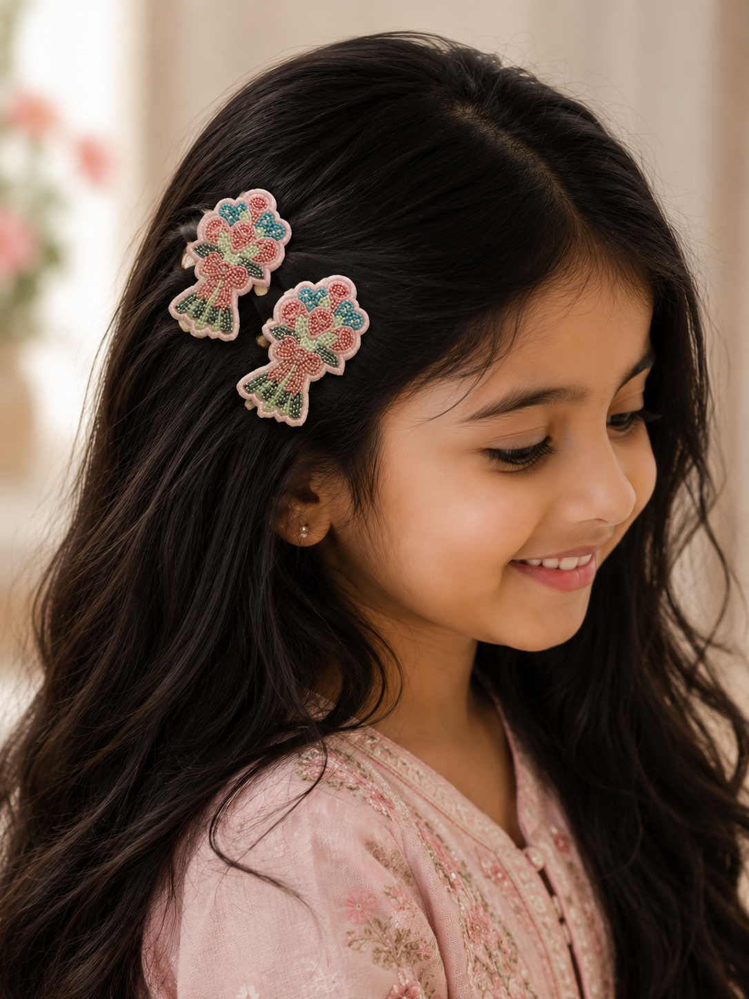 Blush Bloom Beaded Clips