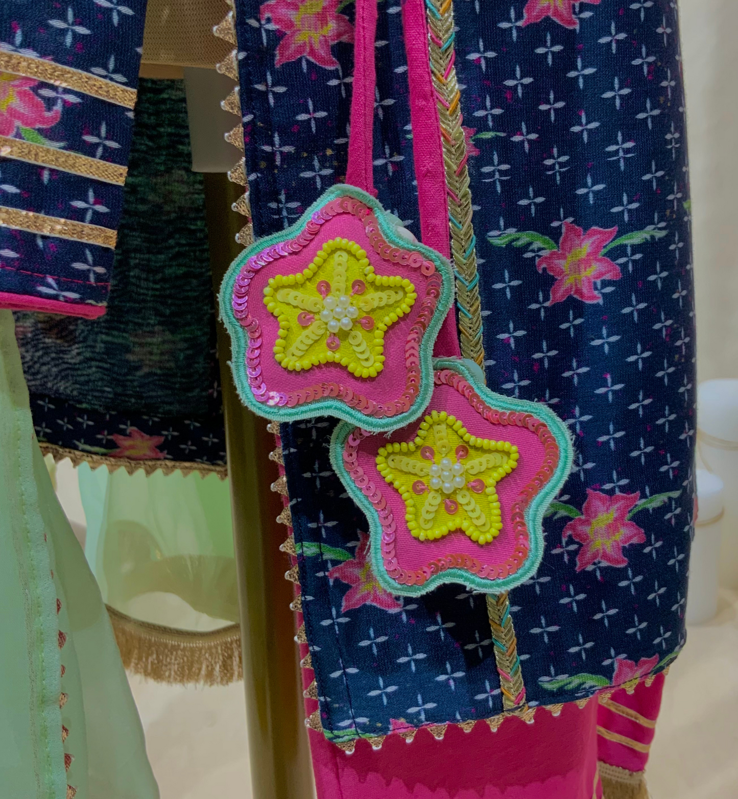 PATHANI SUIT SET WITH STAR TASSELS