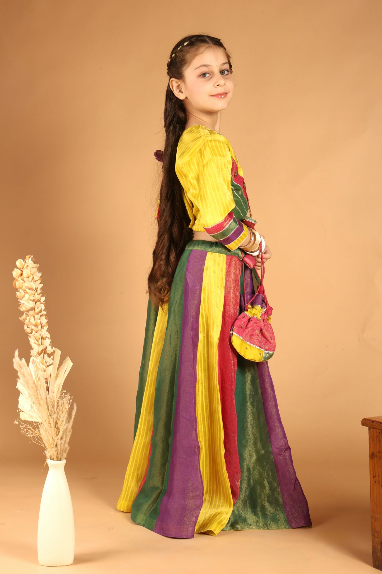 Panchphooli Multicolor panel lehenga set