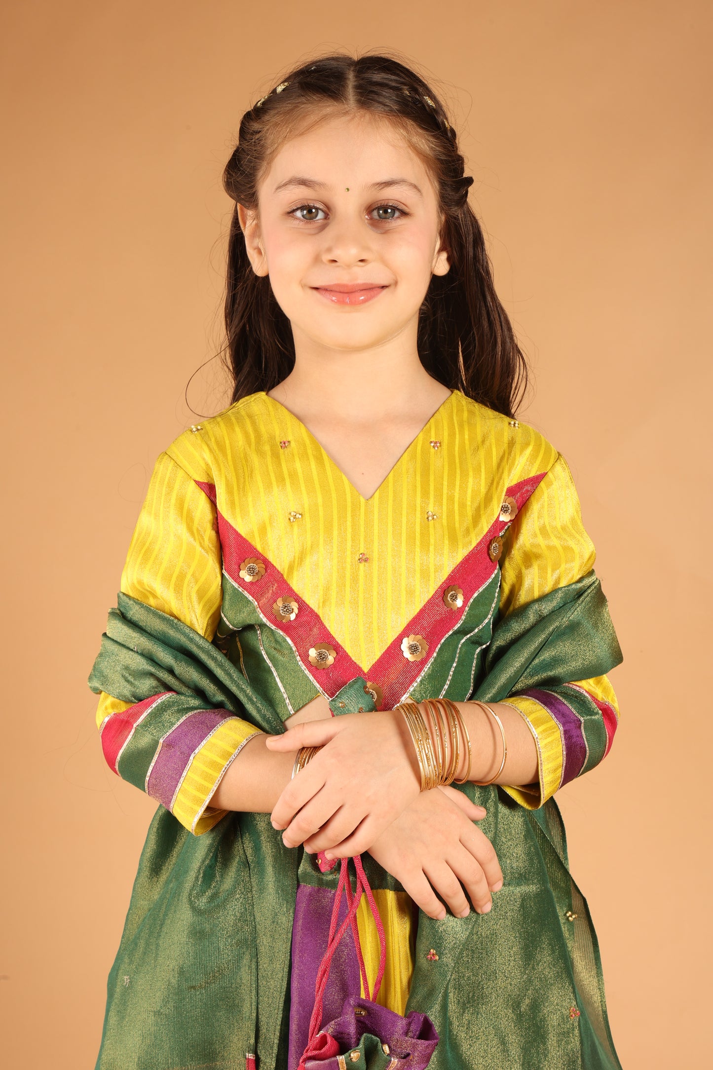 Panchphooli Multicolor panel lehenga set