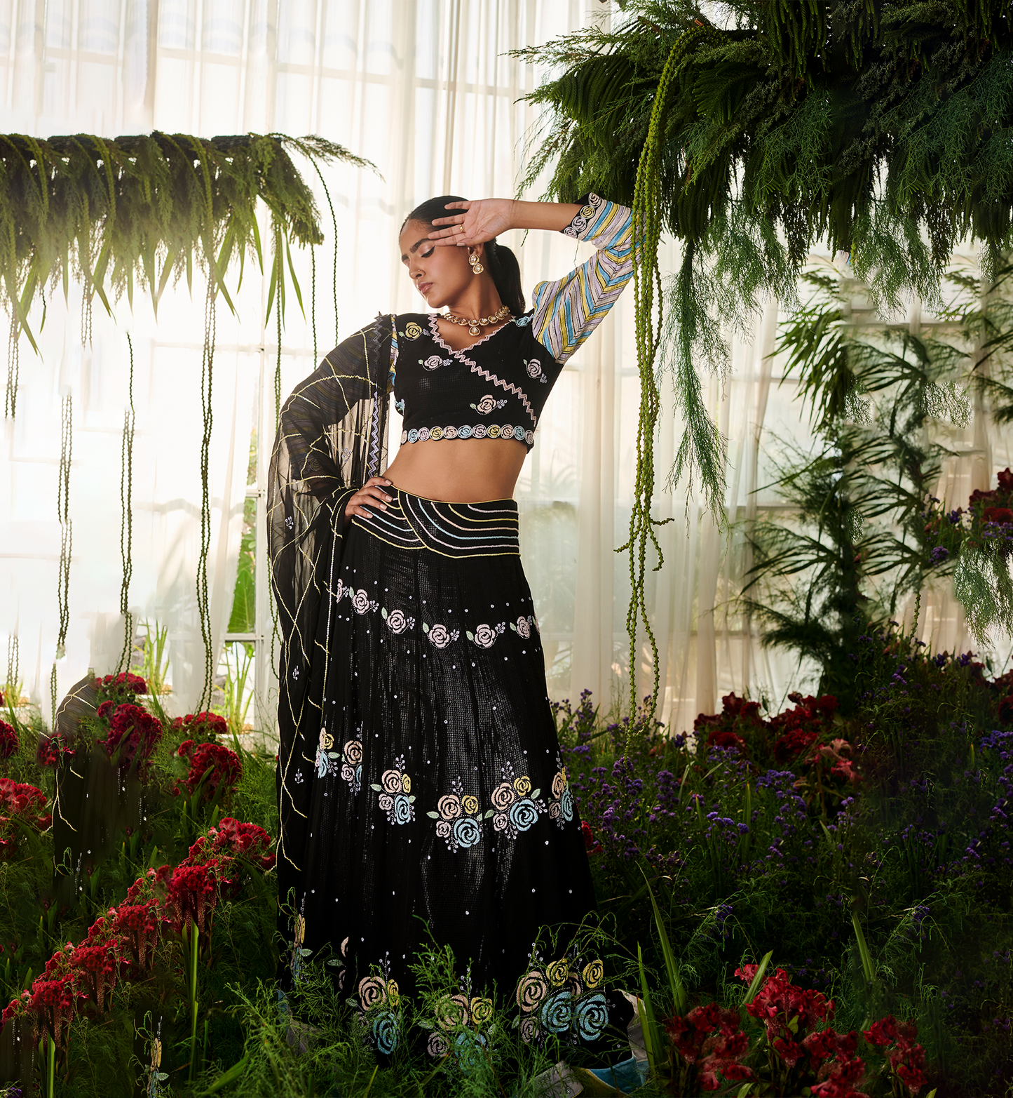 NOIR ROSE LEHENGA SET