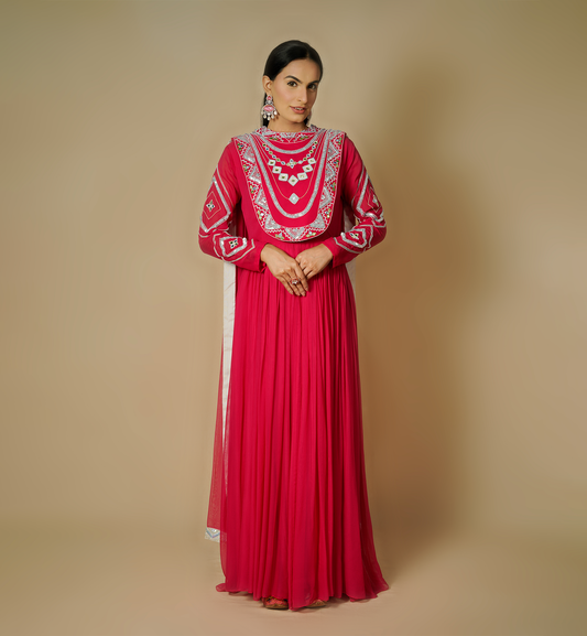 GARNET ANARKALI SET