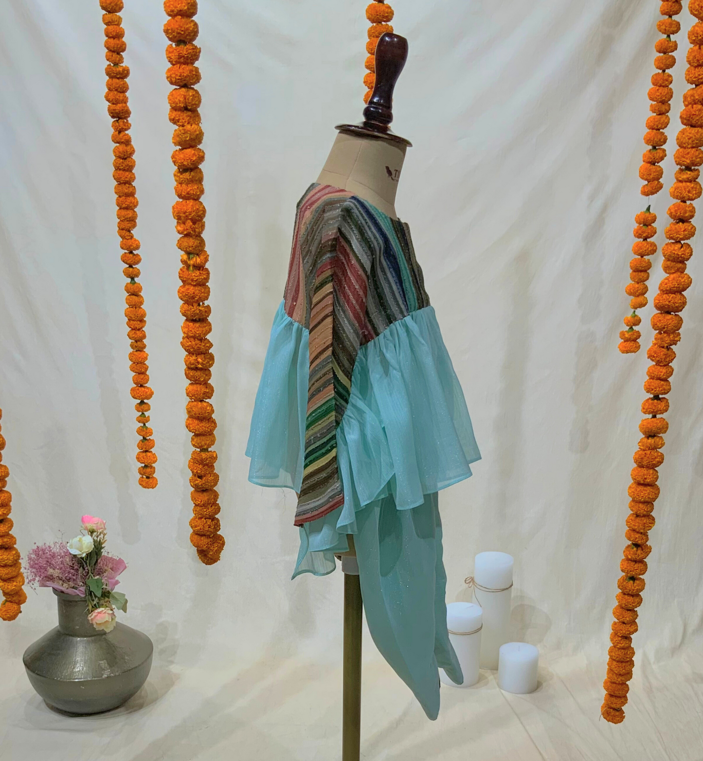 TURQUOISE KAFTAN WITH DHOTI PANTS