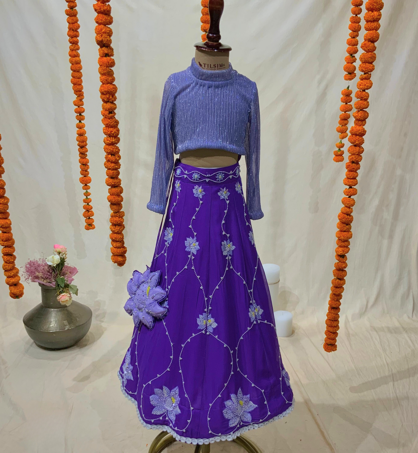 PURPLE LEHANGA SET WITH LAVENDER LOTUS