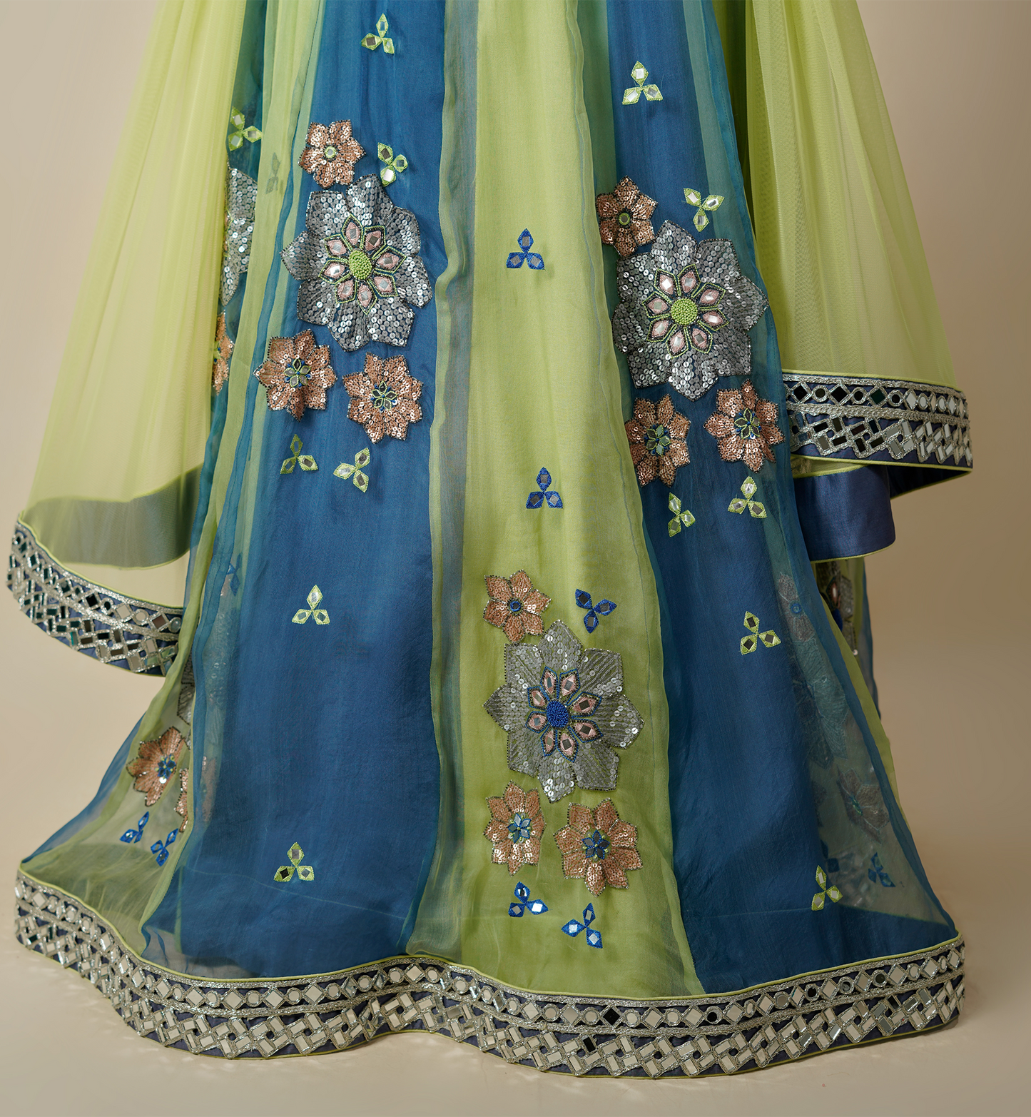 PACIFIC BLUE & GREEN LEHENGA SET