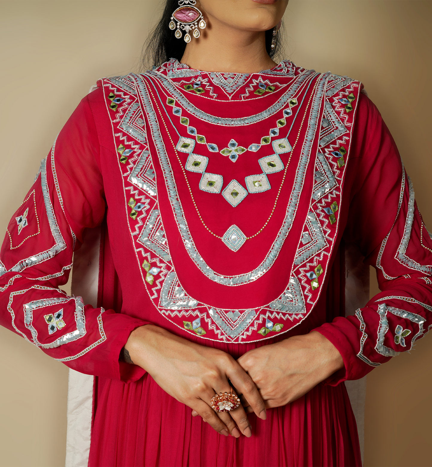 GARNET ANARKALI SET