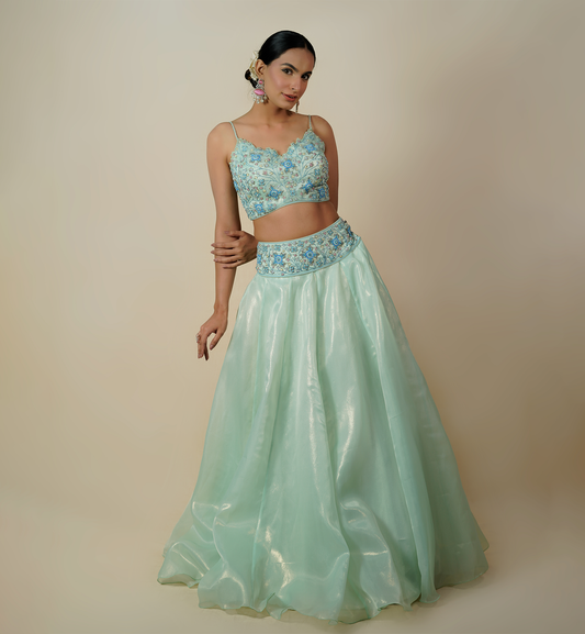 GERBERA DAISY LEHENGA SET