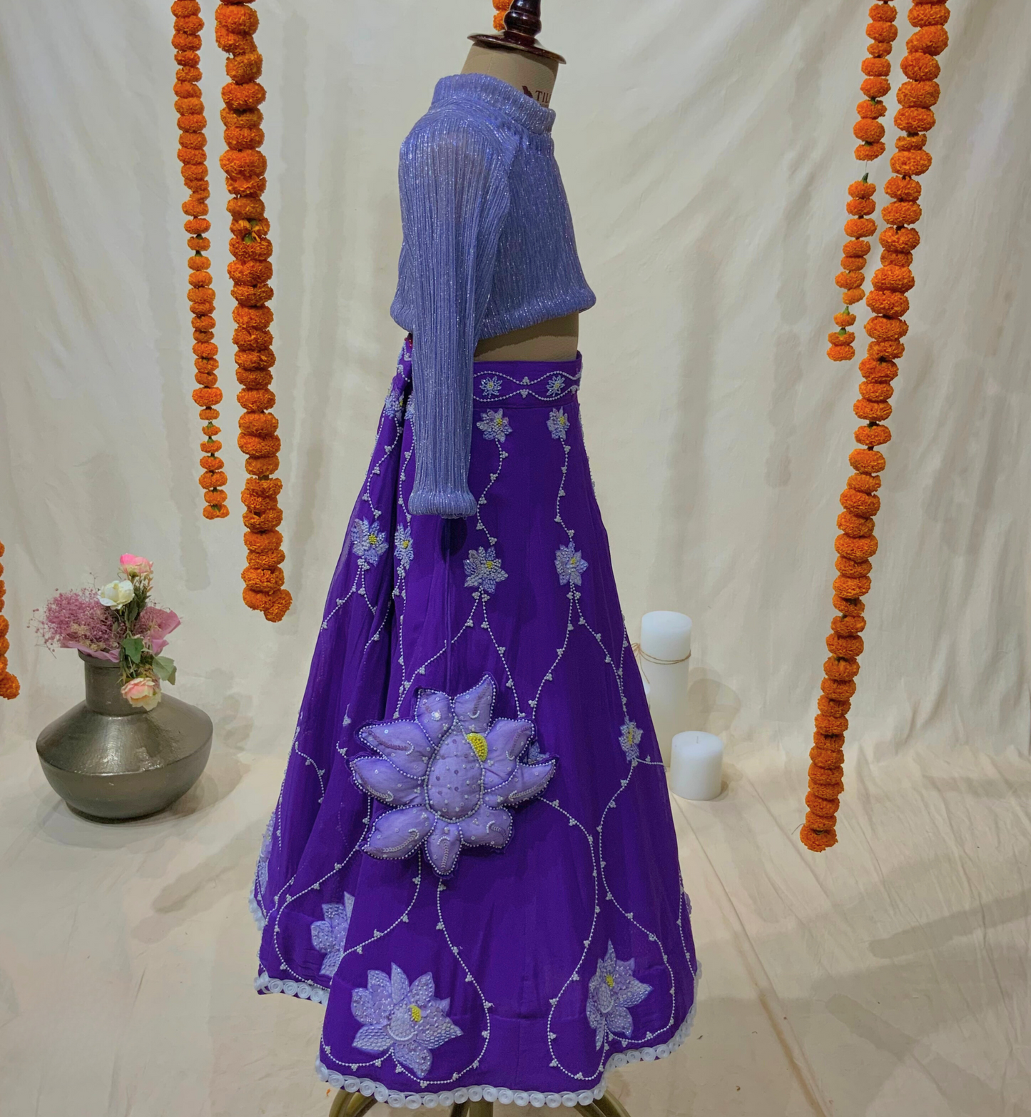 PURPLE LEHANGA SET WITH LAVENDER LOTUS