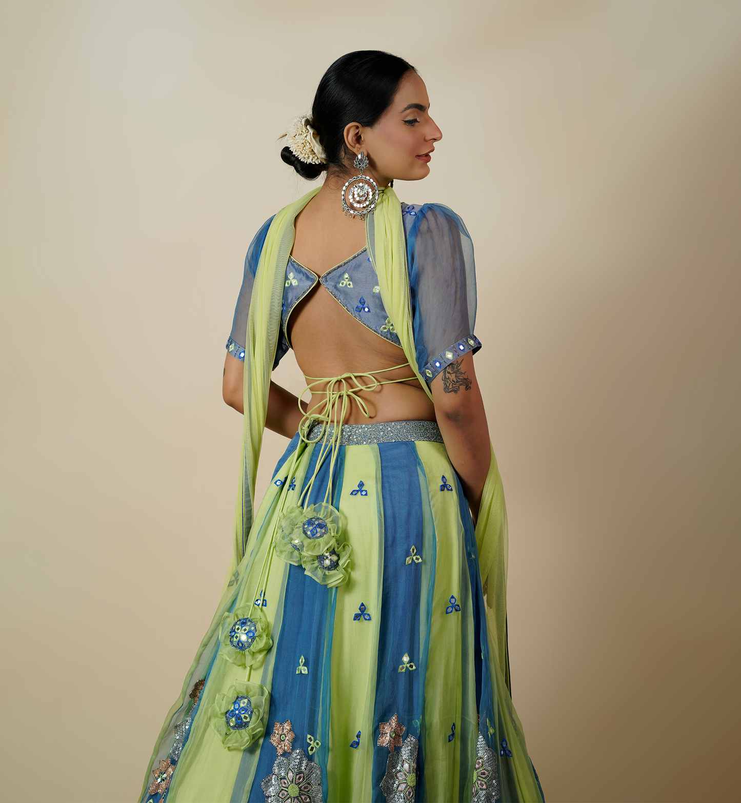 PACIFIC BLUE & GREEN LEHENGA SET
