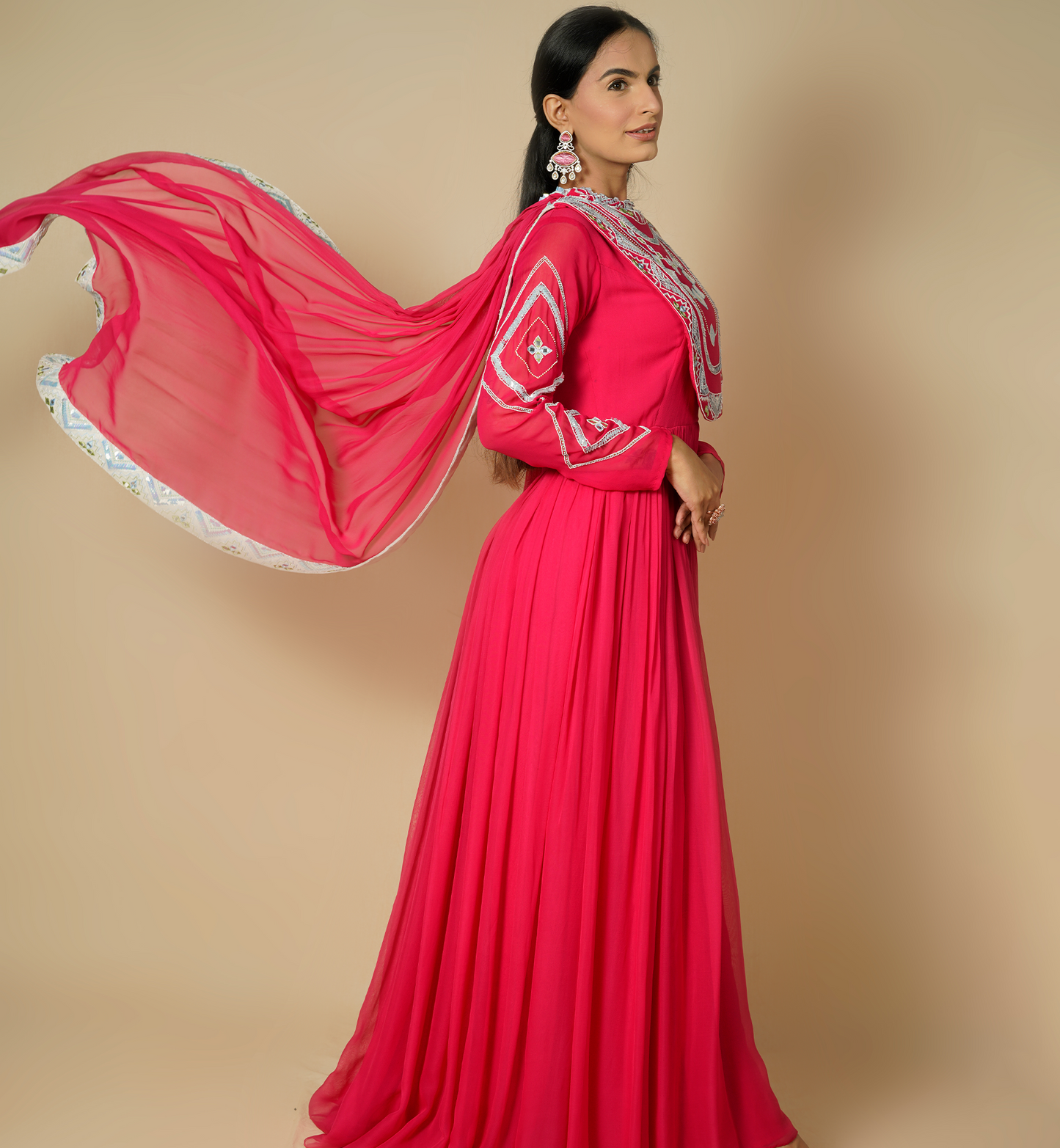 GARNET ANARKALI SET