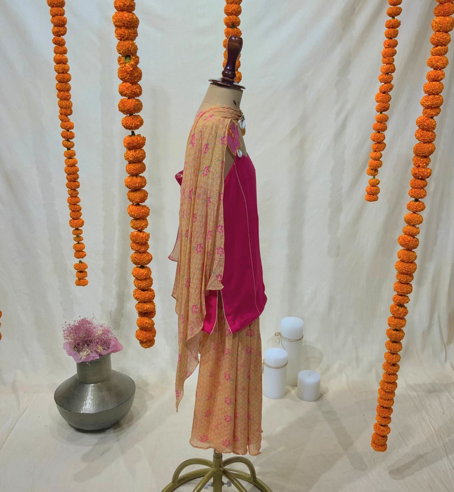 PINK & ORANGE SHARARA SET