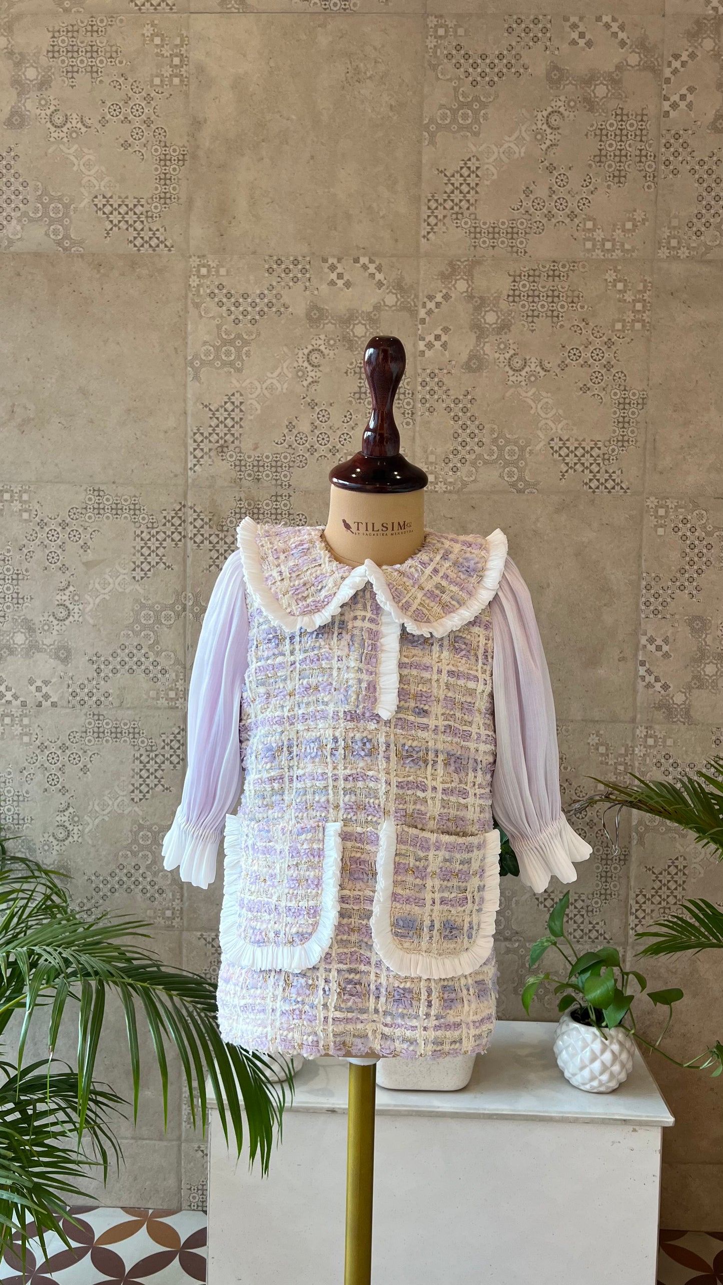 Lavender Whisper Tweed Dress