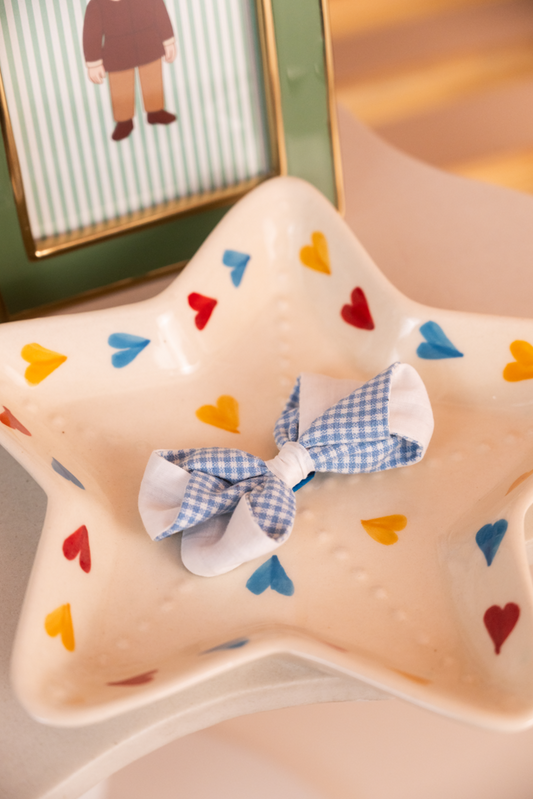 Blue Checks Bow Hairclip