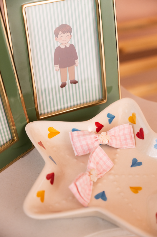 Rosy Ribbon Hairclips