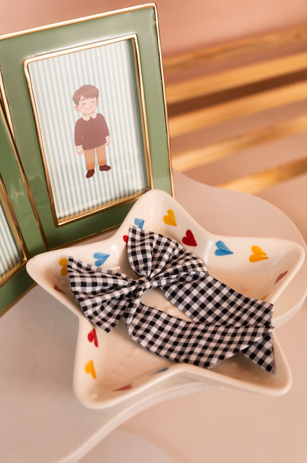 Black Checks Bow Hairclip