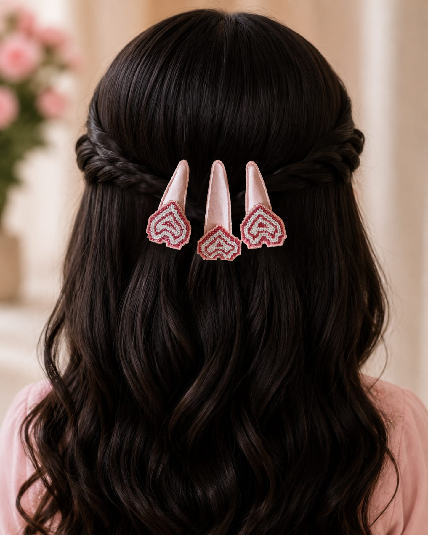 Trio Heart Beaded Clips