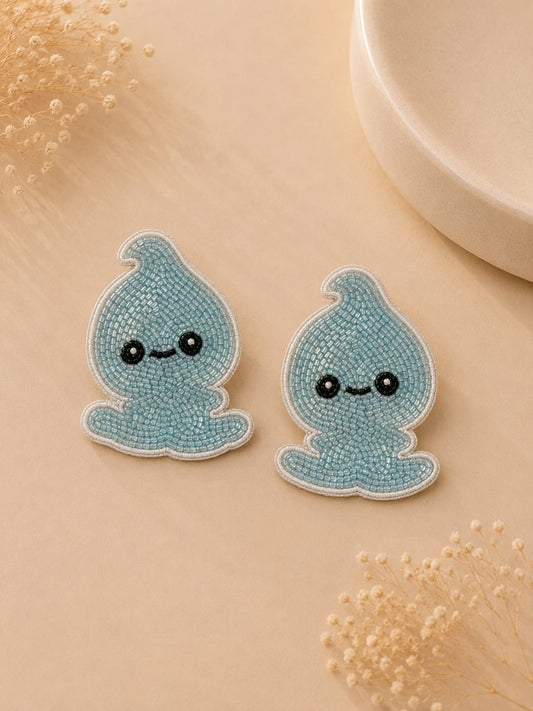Aqua Droplet Beaded Clips