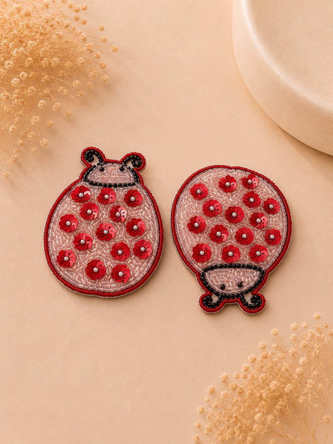 Blush Ladybug Sparkle Clips