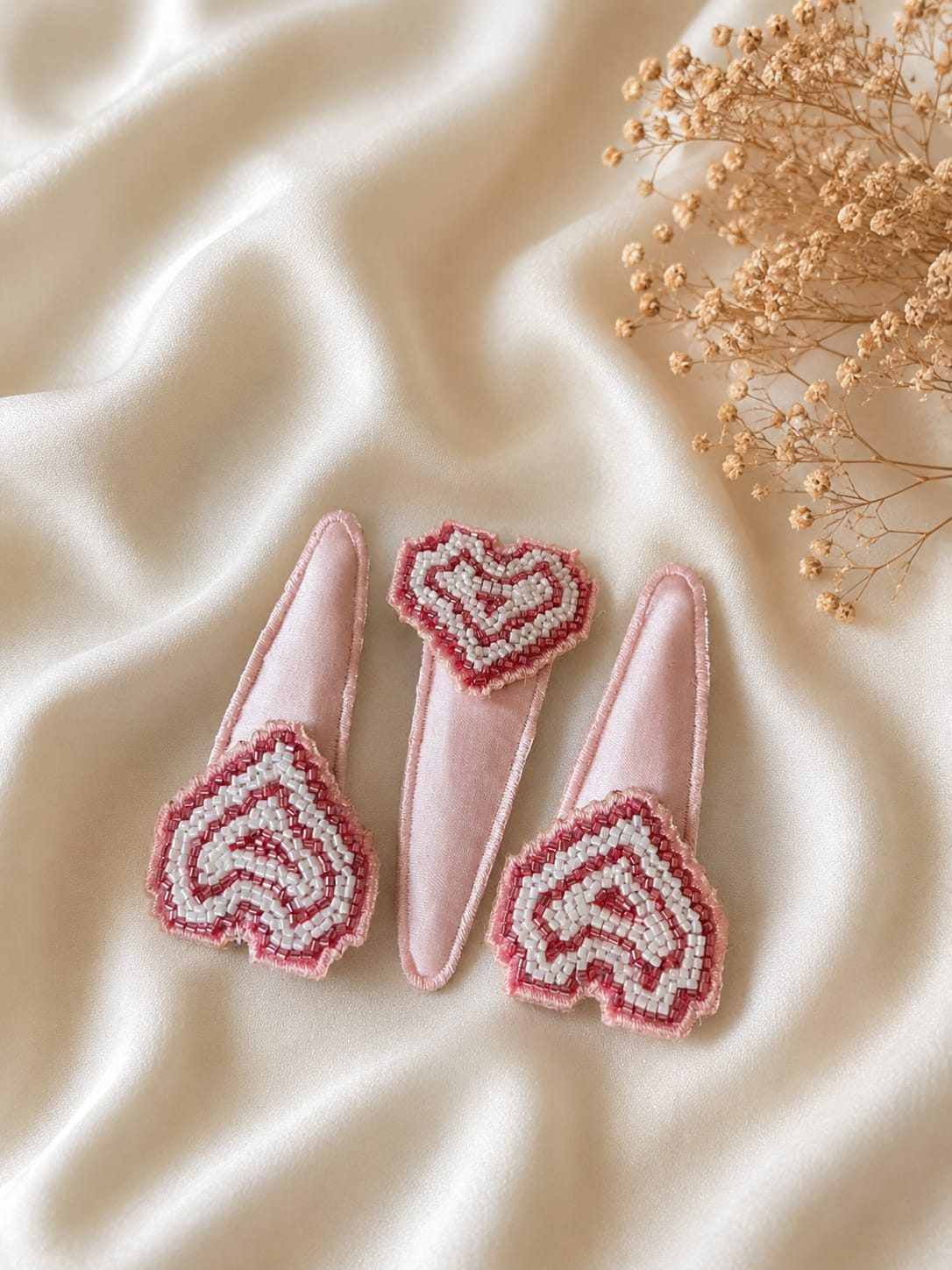 Trio Heart Beaded Clips