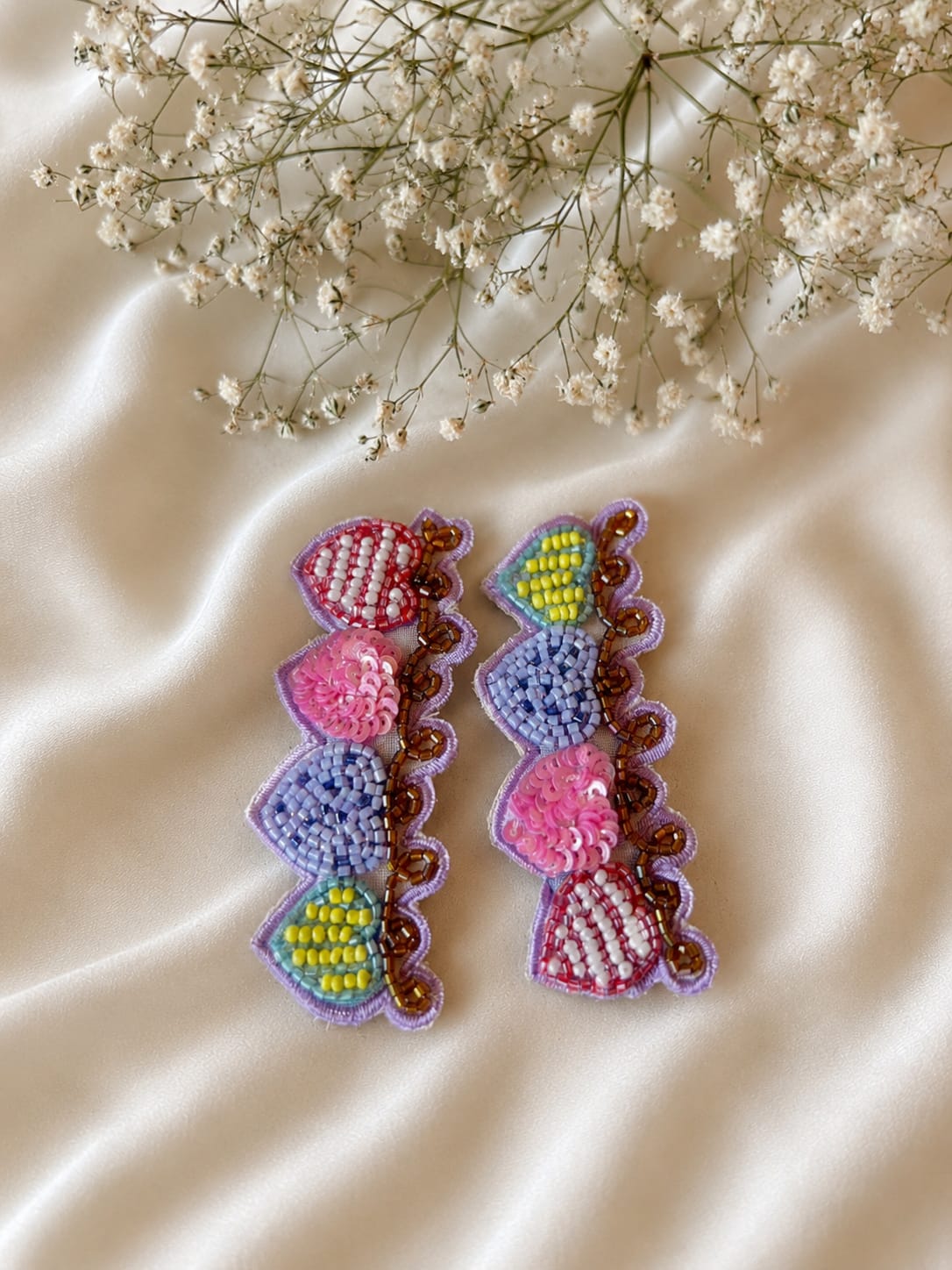 Beaded Heart Trail Clips