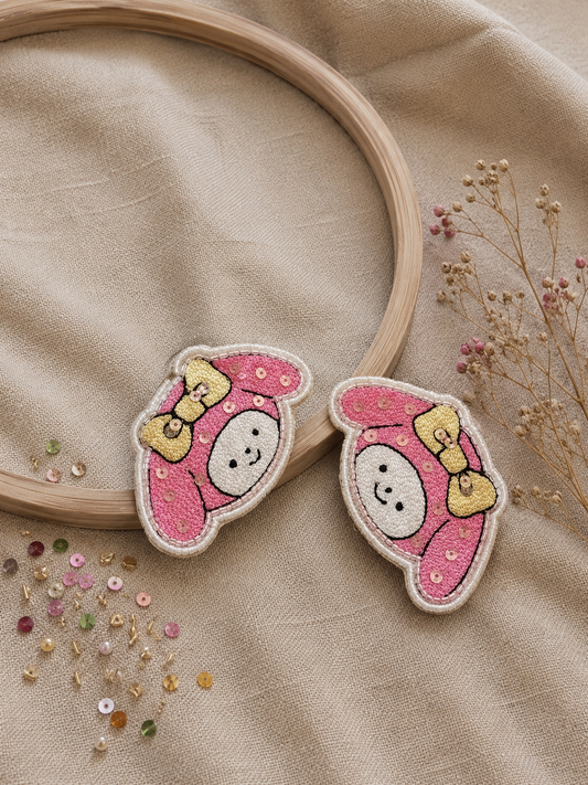 Rosy Bunny Bow Clips