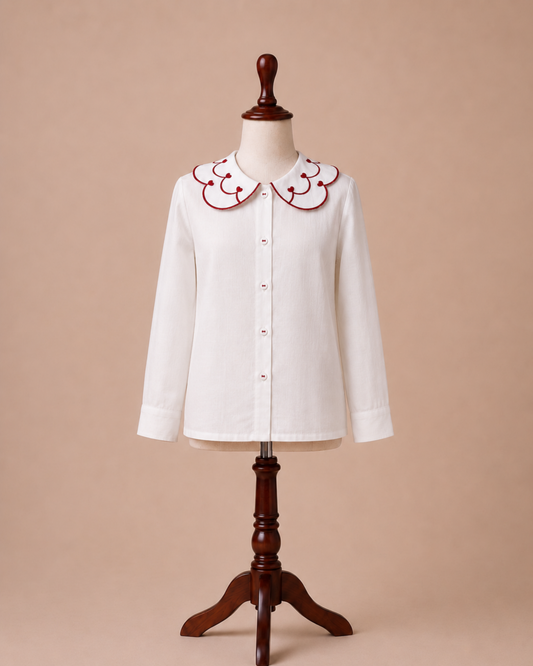 Cherry Hearts Collar Shirt