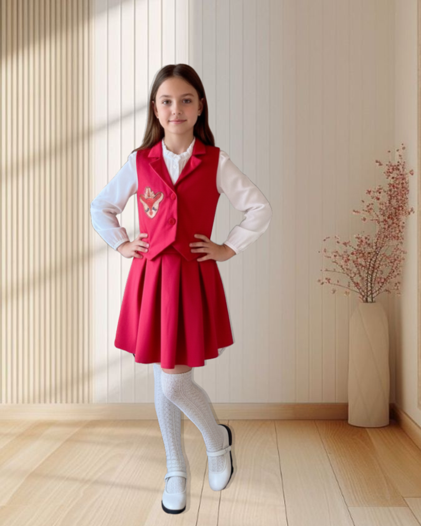 Ruby Reindeer Waistcoat & Skirt