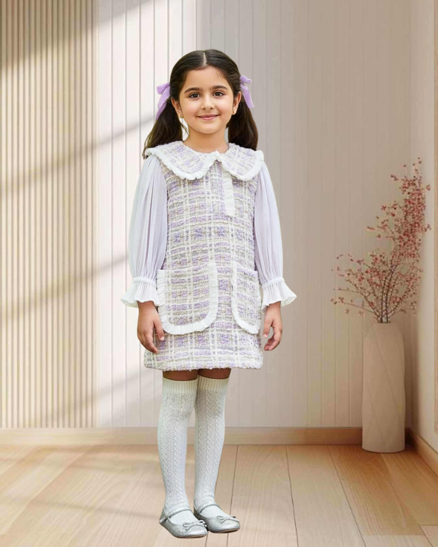 Lavender Whisper Tweed Dress