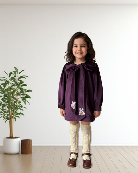 Plum Bunny Bow Dress