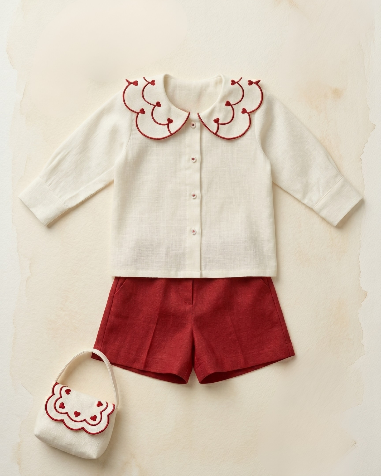 Cherry Hearts Collar Shirt